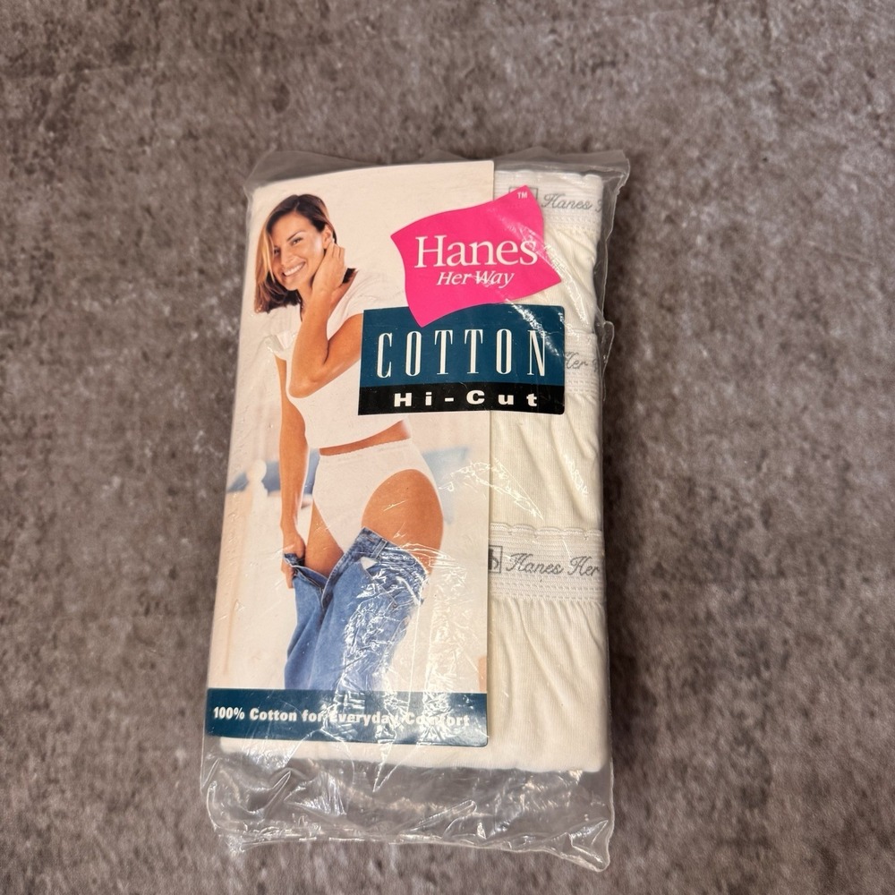 Vintage 1999 Hanes Her Way Hi-Cut Cotton Briefs Size 7 Women 3 Pack Panties